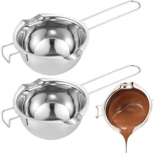Wjelet 2 Pcs Chocolate Melting Pot, Double Boiler Melting Pot with 500ml, for Chocolate, Butter, Candy, Cheese, Caramel, and Wax