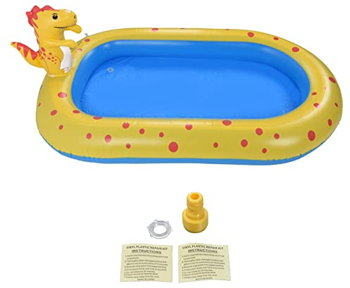 Dinosaur Inflatable Pool for Kids, Outdoor Backyard Water with Sprinkler, Wading Pool for Indoor & Outdoor, Children 67 X 41 X 26in