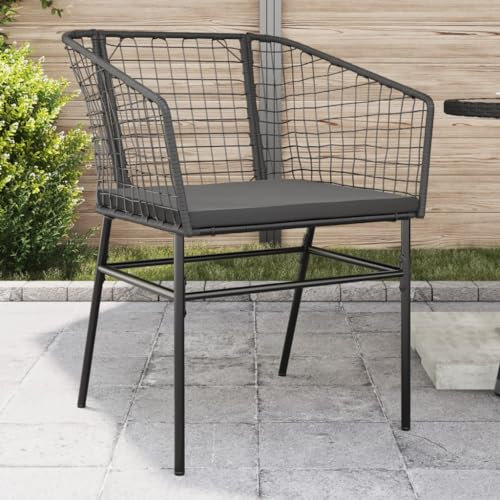 Brokky Gartenstühle 2 STK. mit Kissen GartenstüHle Gartensessel Outdoor Garten StüHle Terassenstuhl Schwarz Poly Rattan - 369100