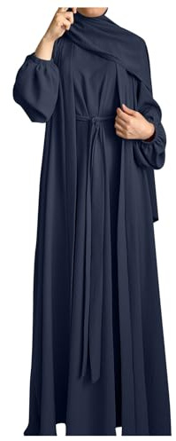 HOOUDO Womens Prayer Dress Turkish Loose Fit Muslim Dress Muslim Outfits Satin Tasbih Hijab Dress Soft Jilbab Burqa Ramadan Clothes