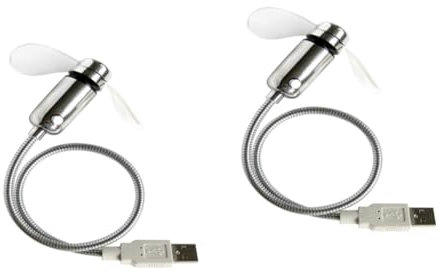 jojofuny 2 Pz Ventilatore Luminoso Usb Ventola Flessibile Usb Mini Ventilatore Portatile Mini Con Luce Ricaricabile Monitorare La Ventola Timer Orologi Bianca Tubo in Metallo