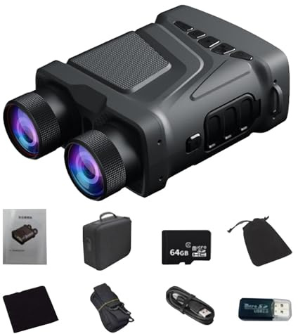 Prismáticos de pantalla HD, prismáticos de visión nocturna 4K, Binoculares 4K Diseño ajustable de 5 agentes, Pantalla HD Clear Visualiza gafas para aventuras y deportes al aire libre