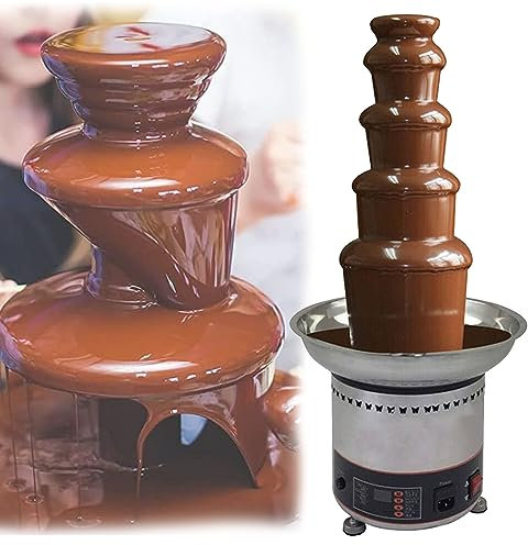 Commercial Chocolate Fountains, 5/6 Tiers Electric Chocolate Fountain Stainless Steel Fondue Waterfall Melting Machine for Sweet Treats, Fruits, Nuts or Party, Wedding, Cooking, Birthday,6Tier，5Tier