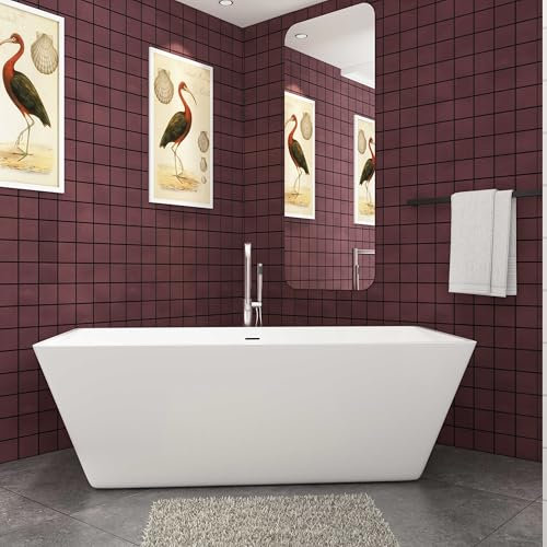 Skybathroom White Acrylic Bathtub 1700X800MM Freestanding Double Ended Modern Shower Bathroom