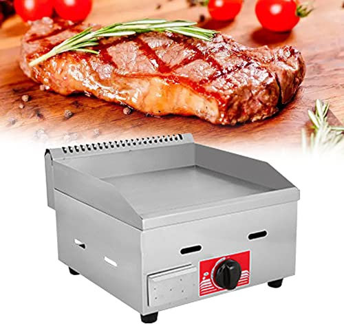 Plancha de gas LPG comercial de acero inoxidable resistente para restaurantes al aire libre, placa de horno de gas, parrilla de hamburguesas, quemador antiadherente grande, placa caliente plana y