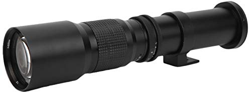 Rankomu Teleobjetivo de enfoque manual F8F32 de 500 mm, aumento 2X para Canon EFS Mount SLR, enfoque fijo, negro, ideal para fotografía de vida silvestre y deportes