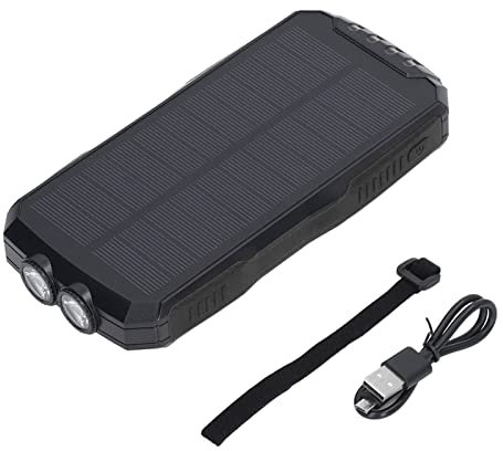 Tyenaza Solar Charger Power Bank, 25000mAh Waterproofs QI 5W Wireless Solar Power Bank with Lanyard 4 Light Modes for Phone Tablet(177 x 88 x 25.6mm)