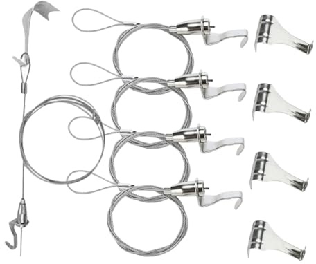 Hemobllo 5 juegos Sistema de Ajustable Cables y Ganchos Kit de Soporte para Imágenes Herramienta de Colgar Cuadros para Hogar y Oficina Estable y Práctica Protección de Paredes
