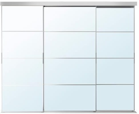 AULI/SKYTTA Combinaison de porte coulissante en aluminium/verre miroir, 251 x 205 cm