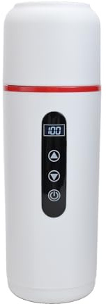 Bouilloire électrique de voiture 500 ml, tasse de voyage électrique portable LCD, tasse de voyage à double paroi en acier inoxydable, pour véhicule 12 V 24 V USB 5 V (blanc)