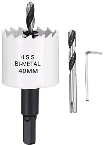 CoCud 1-9/16 40mm Hole Saw Bi-Metal Hole Cutter W/ 2pcs Drill Bit White | Hex Shank M42 Hole Cutters Cutting Tool for Thick Metal Board Alloy Steel Plate