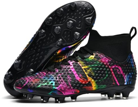 Scarpe da Calcio Professionali Alte da Uomo per Ragazzi Scarpe da Calcetto con Tacchetti per Bambini per Sport all'aperto su Erba Sintetica