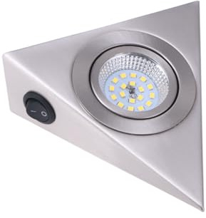 NUOBESTY Lampada LED Sottopensile Triangolare in Acciaio Inox Spazzolato Luce Bianca Naturale Uniforme Resistente Sporco e Polvere per Cucina Armadio e Mobile Tv