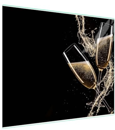 SFArt Herdabdeckung Glas 1 Teilig 80x52 – Gehärtetes Glas Schneidebrett & Ceranfeld Abdeckplatte – Hygienisch & Rutschfest – Schutz für Induktion, Ceran - Sekt