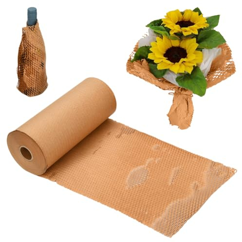Papel de panal de abeja Material de embalaje 30 cm x 50 m, lámina de papel de embalaje de papel de embalaje, material de relleno de paquetes, alternativa ecológica a la lámina de burbujas, papel de