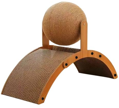 Palla da grattare per gatti – Tavola di base ondulata verticale interattiva, multi-giocattolo | Raschiatura migliorata per patio, soggiorno, appartamento, sedile finestra, giochi a casa, zona di