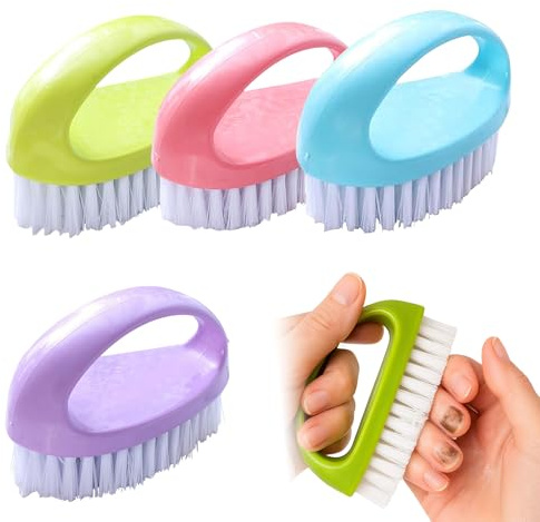 Hand Nail Brushes, 4 Pack Nail Brushes for Cleaning Nails | Nylon Stiff Bristles, Heavy Duty Nail Scrubber, Deep Clean, for Mechanics Gardeners Hand Under Nails Toes
