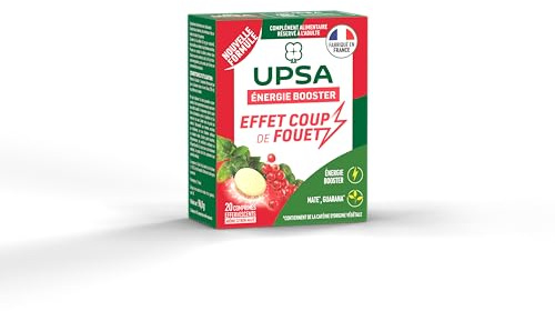 UPSA - Booster 5 en 1 - Complément Alimentaire Effervescent - Energie, Vitalité, Immunité, Concentration, Tonus - Vitamines et Minéraux - Goût Citron Maté - 20 comprimés