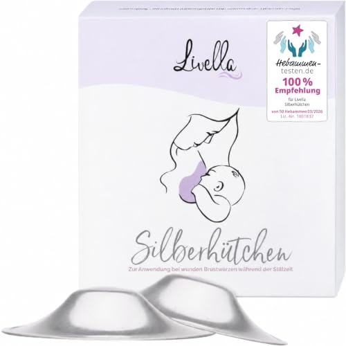 Livella | Coppette in Argento 999 per Allattamento - Taglia unica - Made in Germany - Per capezzoli sensibili - Mantiene l'ambiente umido - Paracapezzoli per maternità e post-parto