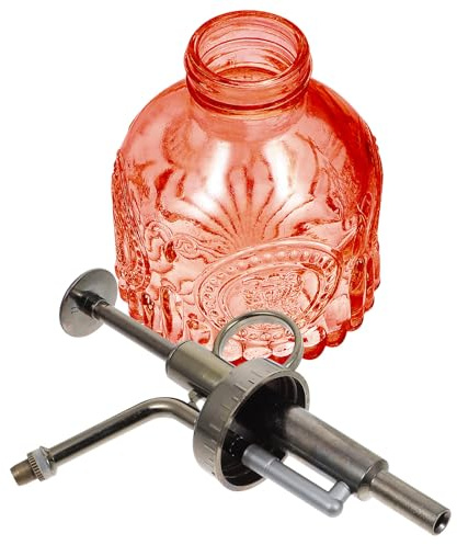 HEANUJJ Pompa Irroratrice Vintage in Vetro Design a Rilievo, Bottiglia Spray Rossa in Lega di Alluminio e Bronzo per Annaffiare Piante e Fiori, Uso Interno ed Esterno