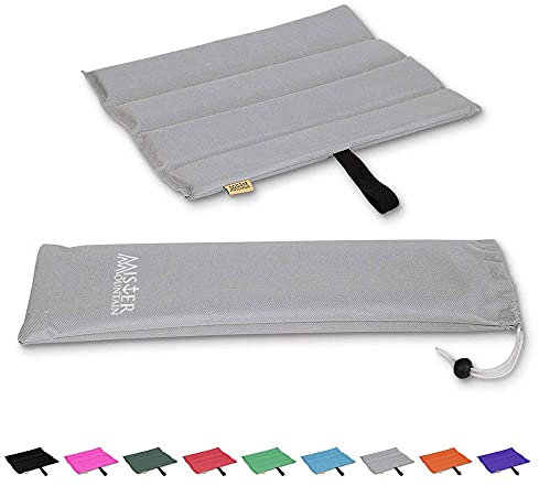 Mister Mountain® Outdoor Iso-Sitzkissen 31x35x1,2cm Leicht Faltbar & Waschbar. Thermokissen, Sitzmatte Inklusive Tasche. Sitzkissen mit Schutz vor Kälte, Nässe, Schmutz & Hitze. (Grau)