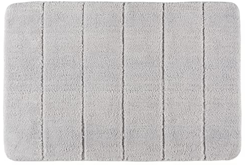 WENKO Badteppich Steps Light Grey, 60 x 90 cm - Badematte, rutschhemmend, außergewöhnlich weiche und dichte Qualität, Polyester, 60 x 90 cm, Hellgrau, hell grau