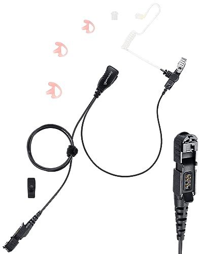 commountain XPR 3500e Earpiece with Mic Compatible with Motorola Radios XPR 3300e (3500, 3300) XPR3300e XPR3500e XPR3300 XPR3500, Acoustic Tube Headset with PTT Microphone