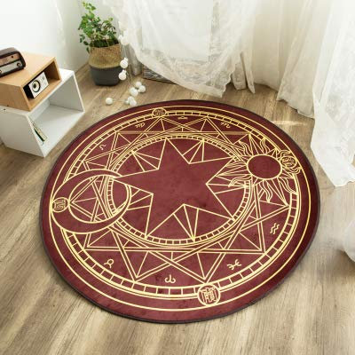 Lily&her friends - Runde Bodenmatte, Tarot-Serie Teppich, Kinderkissen, Baby Krabbelunterlage, Spielmatten, Yogamatten, multifunktional, rutschfest und waschbar, dekoratives Kissen (Tarot Braun,120cm)