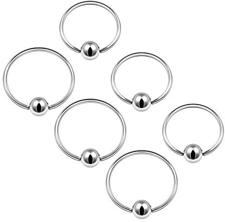 KJM FASHION 6 STK Metall BCR 0,8 mm 20 g 8mm 5/16 10mm 3/8 3mm Nose Septum Daith Cartilage Ohrringe Tragus Piercing Schmuck 4696