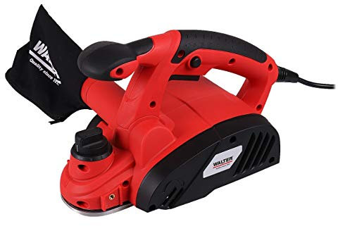 WALTER Elektrohobel 800 W - Hobelbreite 82 mm, Spantiefe 2 mm, Falztiefe 8 mm - Inkl. Staubsack, Parallelanschlag und Falztiefenanschlag