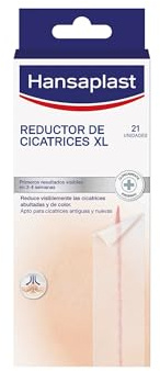 Hansaplast Reductor de cicatrices XL, apósitos adhesivos grandes, reduce las cicatrices nuevas y antiguas, impermeables y transpirables, 21 parches 30 x 146 mm