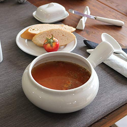 Holst Porzellan SU 055 Porzellan Suppentasse Tessin mit Henkel 0,65 l, Weiß, 22,0 x 15,0 x 8,0 cm, 4 Einheiten | 4er Set, 22,0 x 15,0 x 8,0 cm