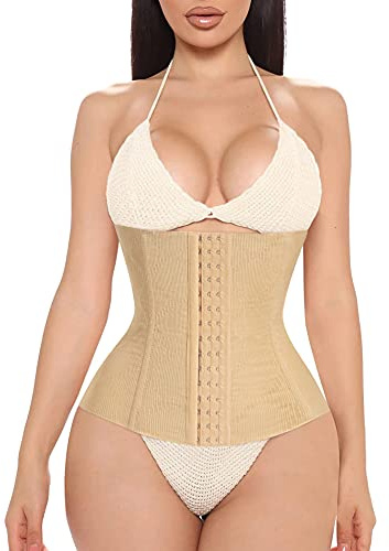 Bafully Womens Waist Trainer Corset Postpartum Recovery Belt Band Tummy Control Body Shaper (Beige, L)