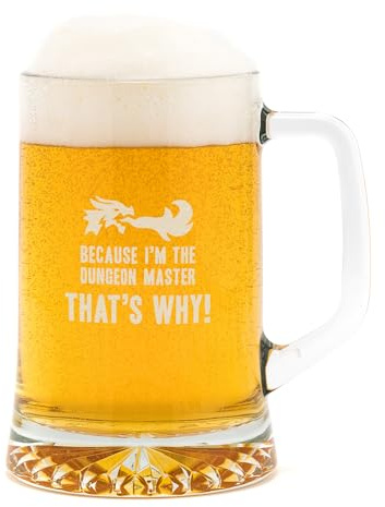 Because I'm The Dungeon Master That's Why!' Engraved Beer Glass Tankard