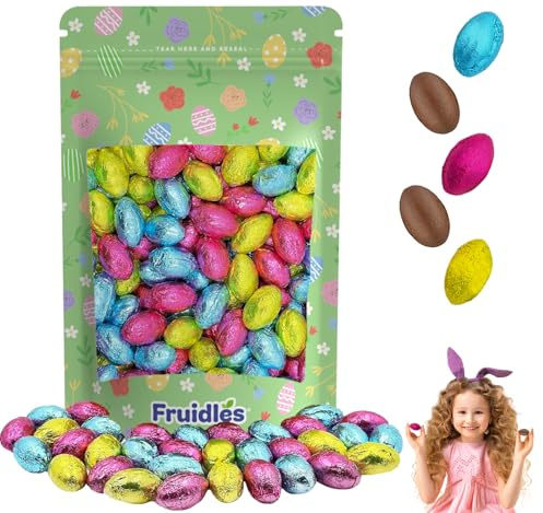 The Dreidel Company Easter Chocolate Eggs Half-Pound, Multicolored Foil Wrapped Milk Chocolate, Kosher Certified Dairy