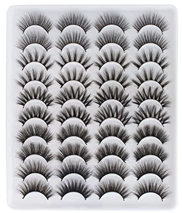 8D Ciglia Finte Naturali 20 Paia Multipack Fake Lashes 5 Stili Soffici Ciglia Finte Volume False Eyelashes Riutilizzabili Drammatiche Mink Lashes Fatte a Mano