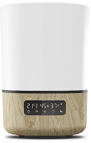 Maxi-Cosi Breathe Humidificador, nebulizador silencioso, 24 horas de funcionamiento, recipiente para esencias, temporizador, termómetro higrómetro, compatible con Amazon Alexa y Google Home