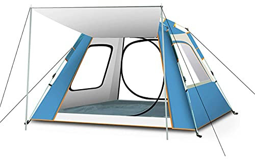 Vollautomatisches Outdoor-Campingzelt, vierseitiger Sonnenschutz und regensichere Angelzelte für 3–4 Personen, für Strand, Reisen, Wandern, Pop-up-Zelt-A (Blau B) small Gift