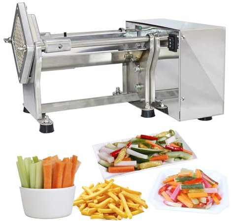 KHZKHC Machine De Coupe De Pommes De Terre À Frites, Trancheuse Électrique en Acier Inoxydable, Coupe-Pommes De Terre Automatique, avec 3 Tailles De Lames Remplaçables, pour Utilisation Commerciale