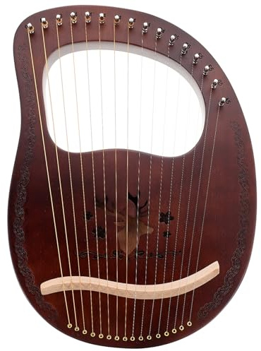 Toyvian Tönige Harfe im Antiken Stil Saiteninstrument aus Holz mit Metallsaiten Inklusive Plektren für Musikbegeisterte