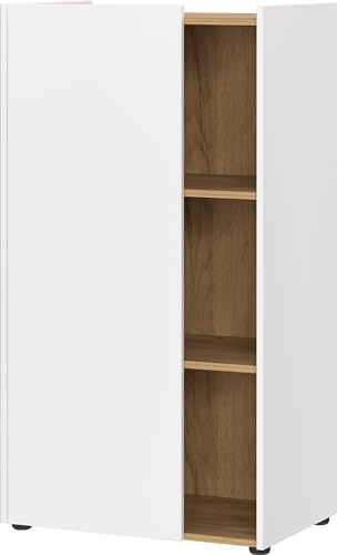 Germania Aktenschrank 6001-633 GW-HASSELT, in Weiß/Navarra-Eiche-Nb., griffloses Design, FSC-Zertifiziert, 62 x 115 x 42 cm (BxHxT)