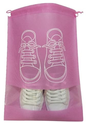 10 st reseskoväska, icke-vävda dammskor för män och kvinnor, förvaringsväska, dammskor förvaring, Rosa, Women's set of 10