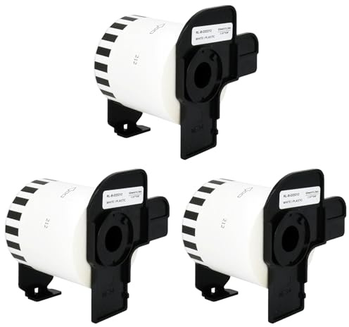 3 Rollen DK-22212 Endlos-Etiketten (62mm x 15,24m pro Rolle) Schwarz auf Weiß, Kompatibel mit Brother QL-Druckern, Thermopapier für klare Versandlabels, Adressetiketten, Bilder und Barcodes