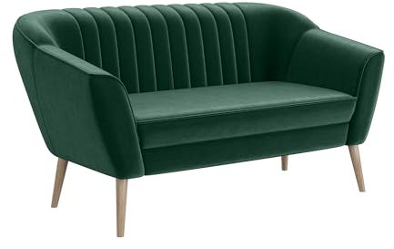 MEBLINI Mini Sofa 2-Sitzer für Wohnzimmer - Mini Lounge für Zwei Personen - Küchensofa - Sofa Klein - KAIA - 2 - Grün Samt