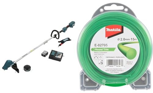 Makita DUR192LRT1 - Tagliaerba a batteria 18 V/5,0 Ah, 1 batteria + caricatore & E-02705 Filo Tondo 2mm x 15m