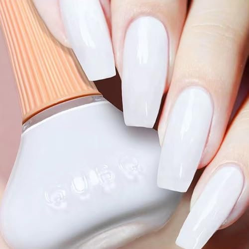 White Nail Varnish - Quick Dry Nail Polish - Long Lasting Nail Varnish Pastel White Oil-Based Formula Nail Polish for DIY Nail Art No Need Baking