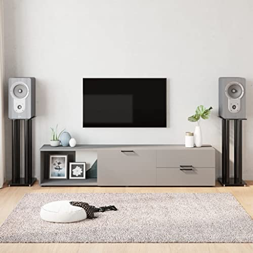 Universal Lautsprecherständer mit Glassockel, Speaker Floor Stands, 1 Paar Boxenständer, Speaker Stand für Regallautsprecher, Lautsprecher Standfuß, Schwarz Hartglas 4 Säulen