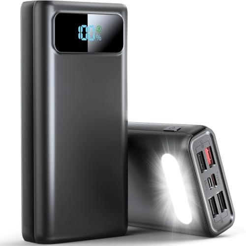 56800mAh& 65w Portable Charger Power Bank, External Battery Pack Phone Charger,6 Charging Port Battery bank With Smart LED Display, Newest skin feel streamline design