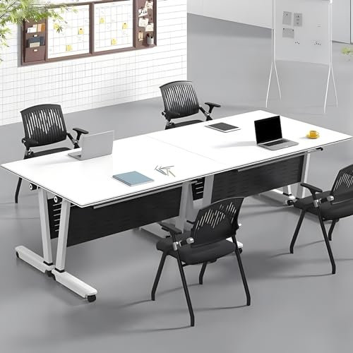 HSTBLEOO Konferenztisch, 4er-Pack Klappbarer Konferenzraumtisch, Rechteckiger Schulungsseminartisch Besprechungstische