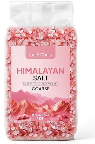 Pure Flourish® Pink Himalayan Salt (Coarse) 1kg PREMIUM UNREFINED | 100% NATURAL | GLUTEN FREE | VEGAN | VEGETARIAN | RESEALABLE POUCH